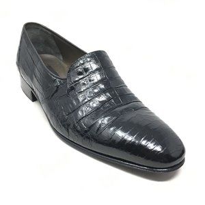 Mauri Loafers Shoes Size 8 Black Full Alligator